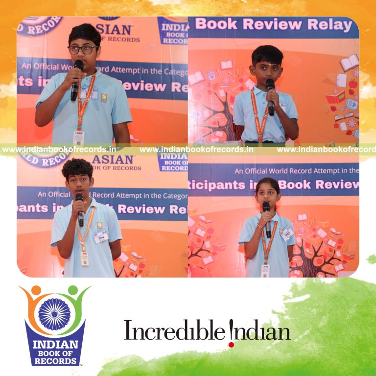 Participants engaging in a continuous book review relay over 12 hours recognized by Indian Book of Records
