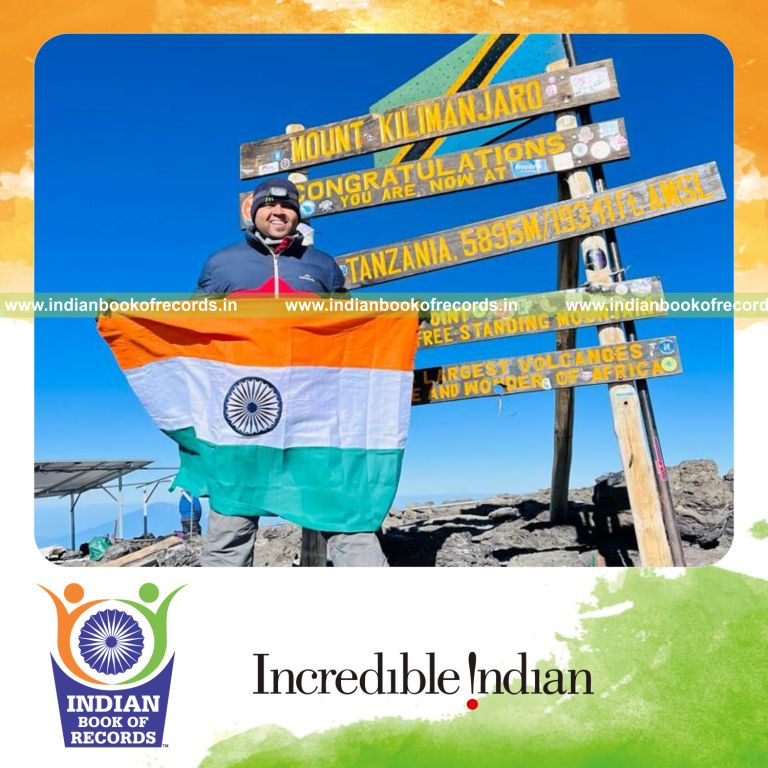 Individual performing burpees at the high-altitude terrain of Mount Kilimanjaro recognized by Indian Book of Records