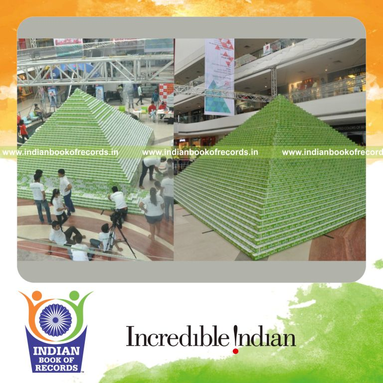 largest pyramid made using cardboard boxes for Indian Book of Records