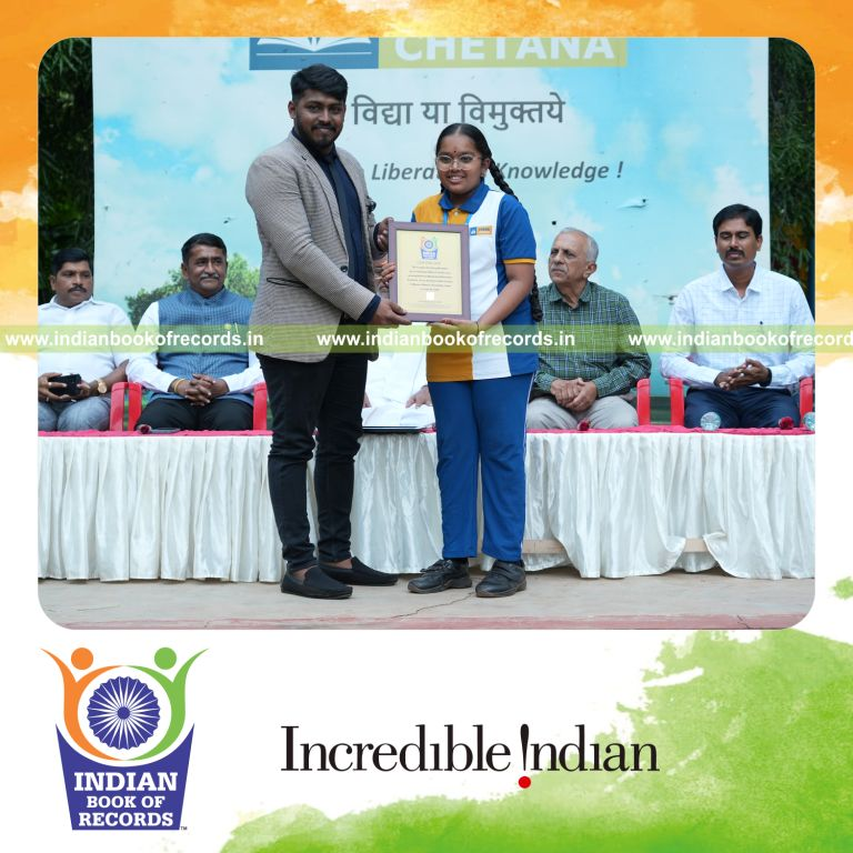 A young individual performing an extended chanting session recorded by the Indian Book of Records