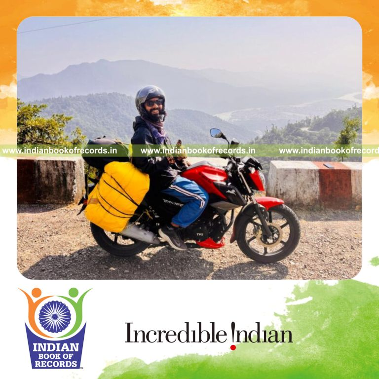 Solo rider completing Char Dham Yatra quickly on a motorcycle recognized by Indian Book of Records