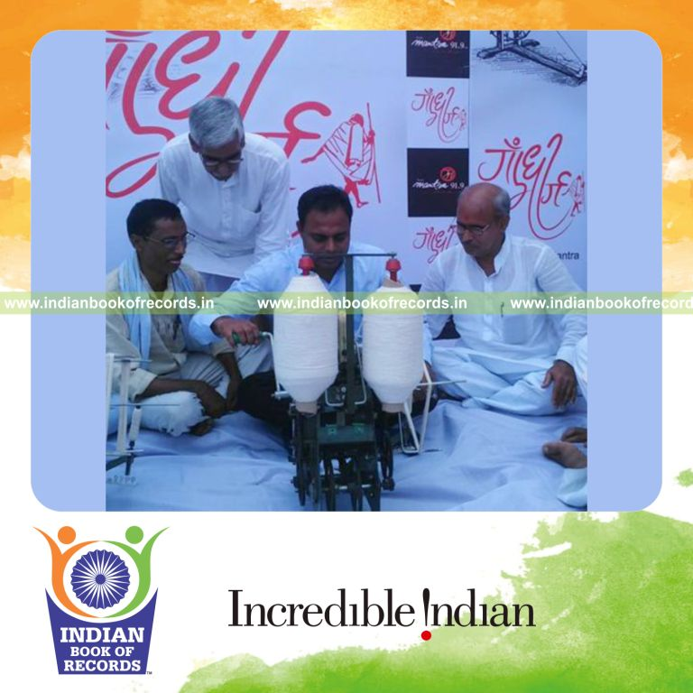 participants spinning charkha at multiple venues for Indian Book of Records