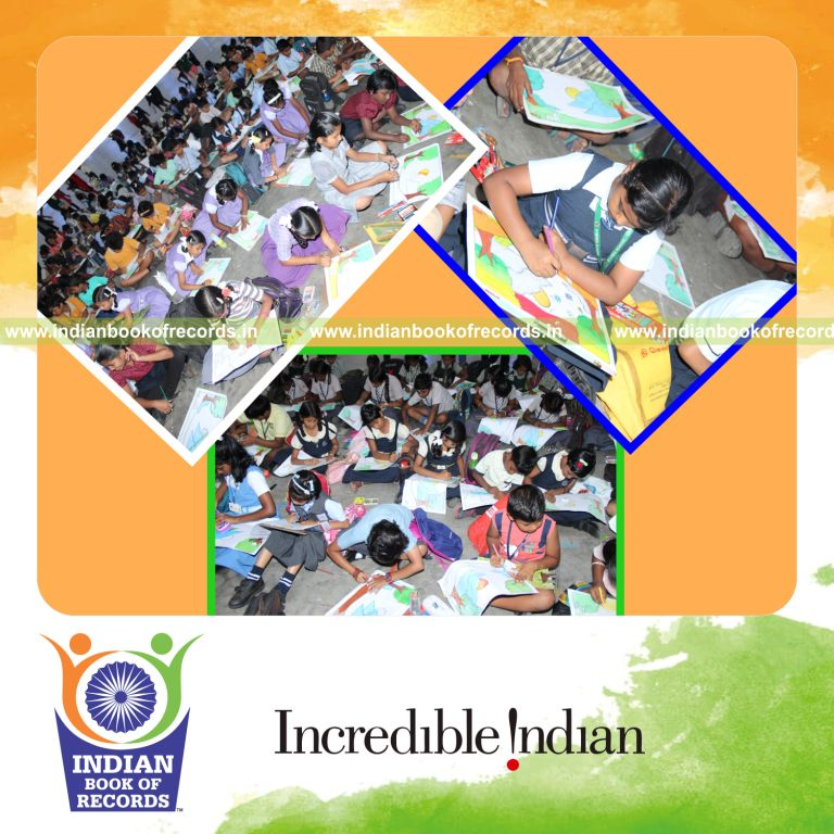 participants in large coloring contest event for Indian Book of Records