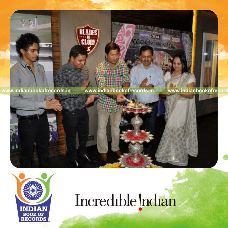 Extensive collection of cricket memorabilia items displayed and recognized by Indian Book of Records