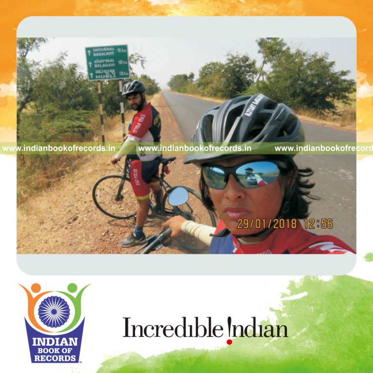 team completing the longest bicycle journey within a single country as part of a record for Indian Book of Records