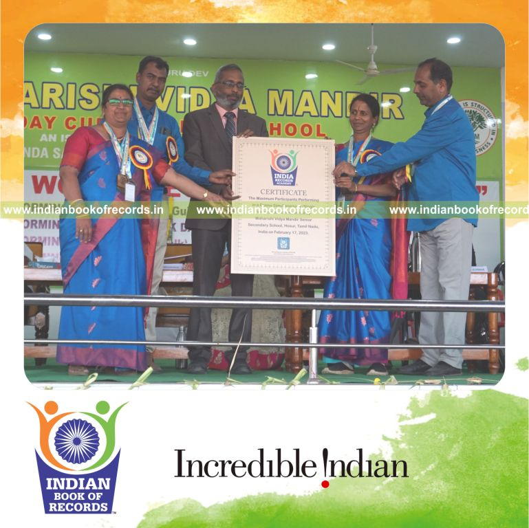 A large group performing a drama simultaneously at one venue for the Indian Book of Records