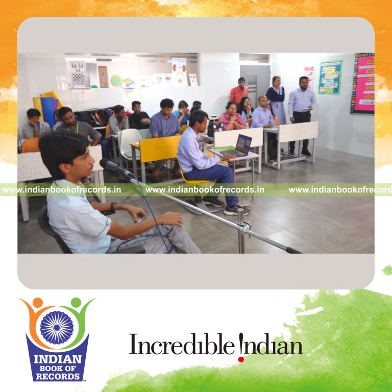 Student demonstrating multiple science concepts definitions and formulae during a one hour session recognized by Indian Book of Records