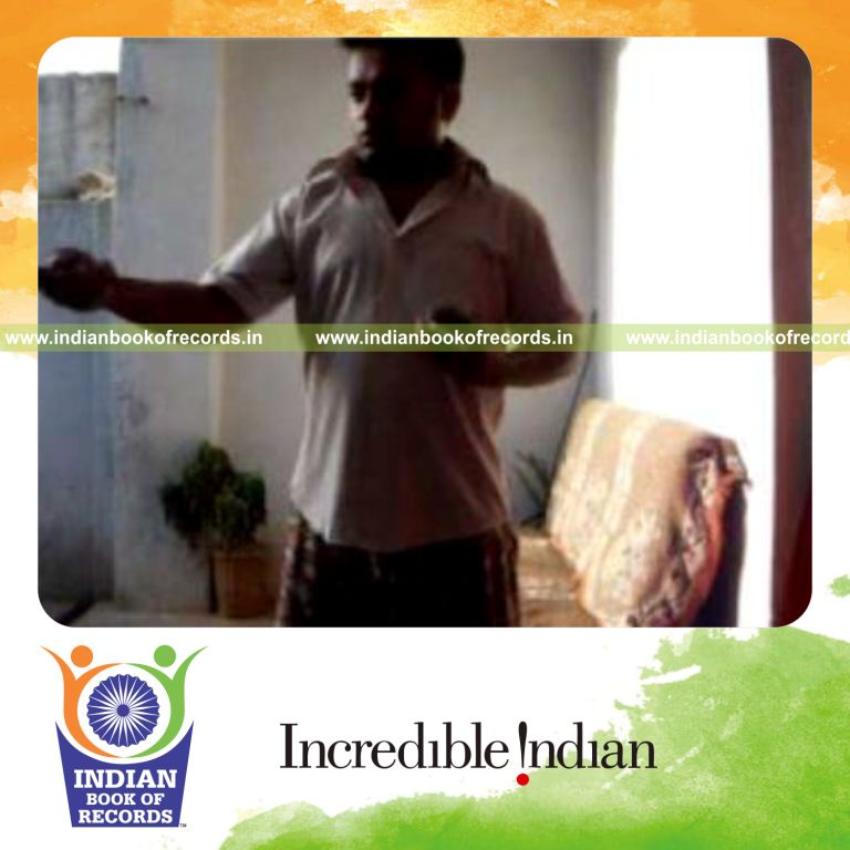 individual performing fastest triangle cuts while bouncing ball for record in Indian Book of Records