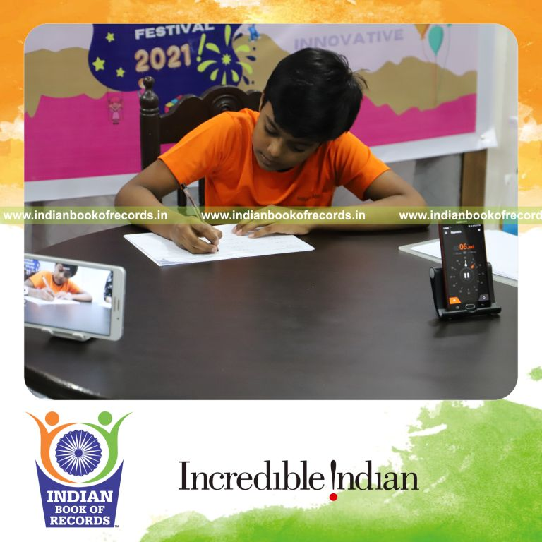 individual male solving 100 single digit addition and subtraction problems in fastest time for record in Indian Book of Records