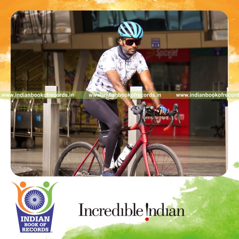 Cyclist completing a 100-mile road journey at high speed recognized by Indian Book of Records