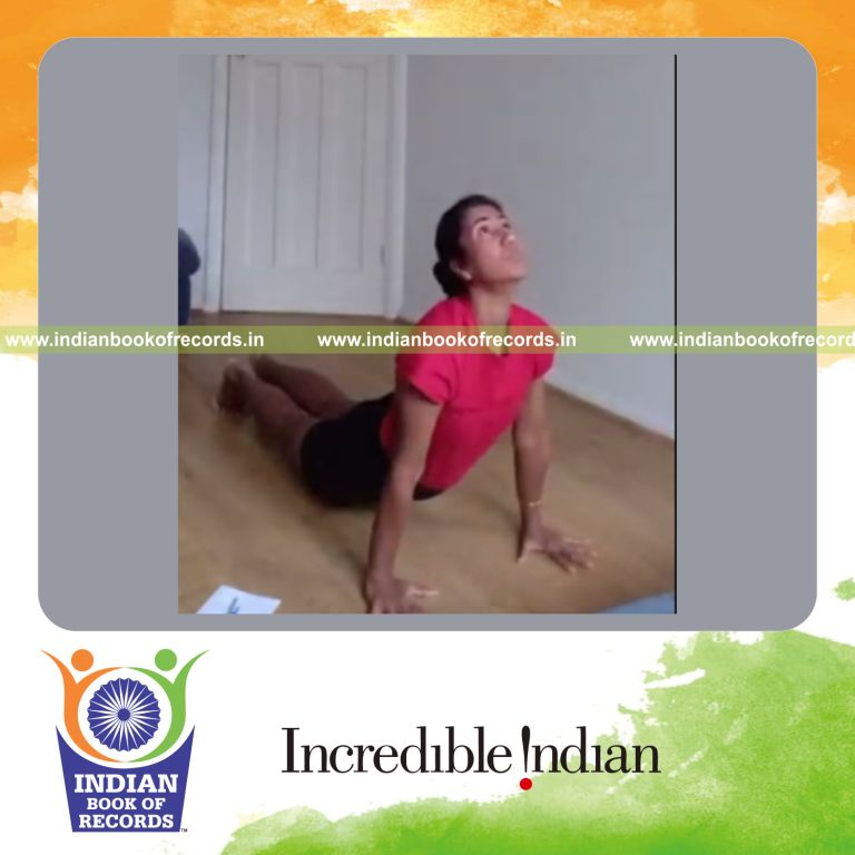 individual female performing fastest 108 sun salutations for record in Indian Book of Records