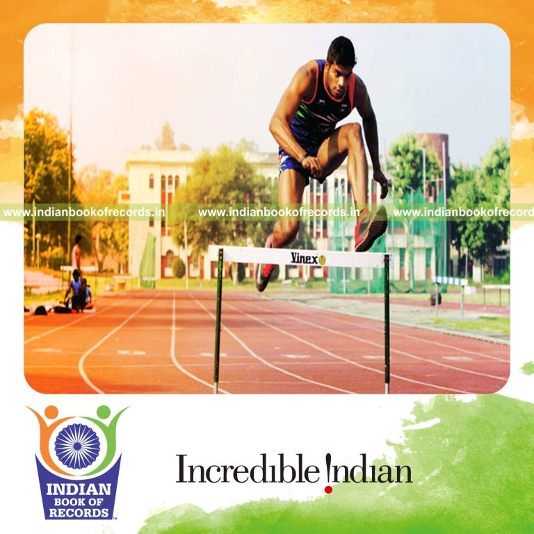 individual male performing fastest 110 metre hurdles for record in Indian Book of Records