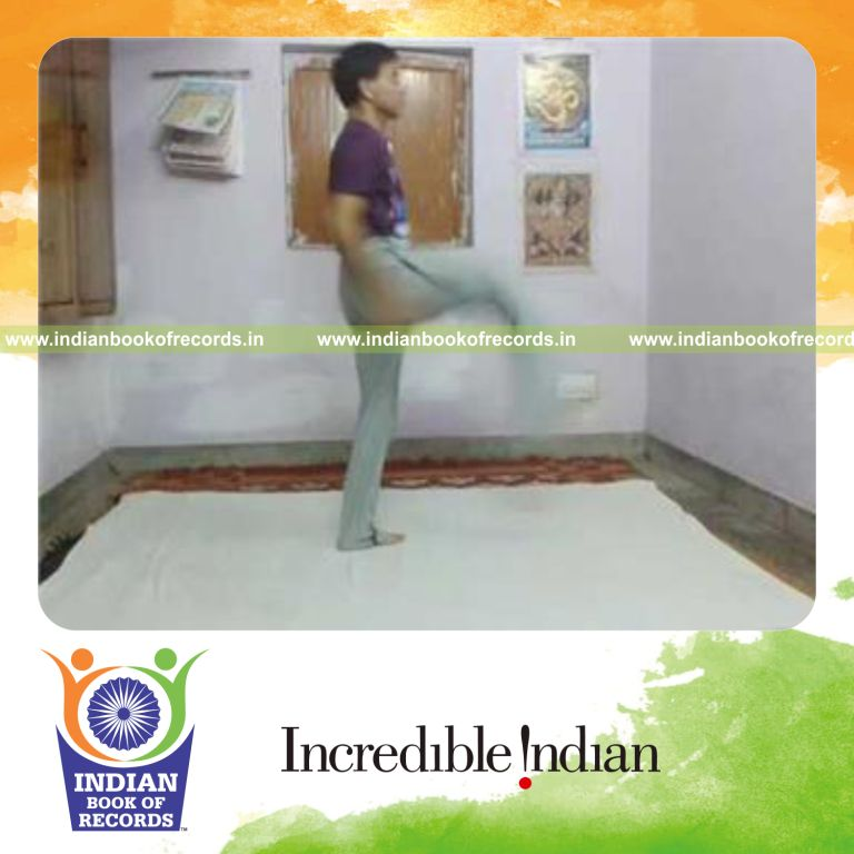 individual completing 20 high kicks in fastest time for record in Indian Book of Records