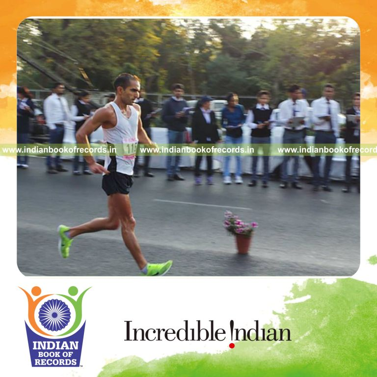 individual male performing fastest 20000 metres race walk on track for record in Indian Book of Records