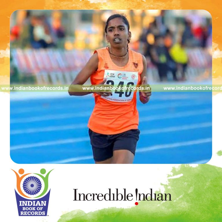 individual female performing fastest 3000 metres running on track for record in Indian Book of Records