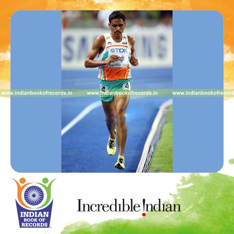 individual male performing fastest 3000 metres running on track for record in Indian Book of Records