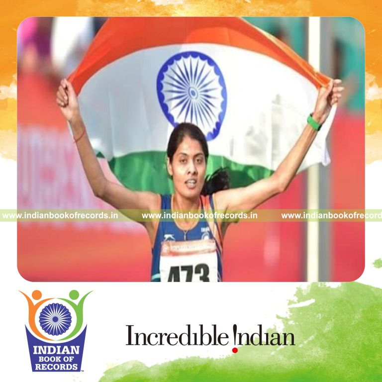 individual female performing fastest 3000 metres steeplechase for record in Indian Book of Records