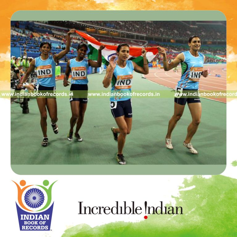 team performing fastest 4x400 metres relay for an record in Indian Book of Records