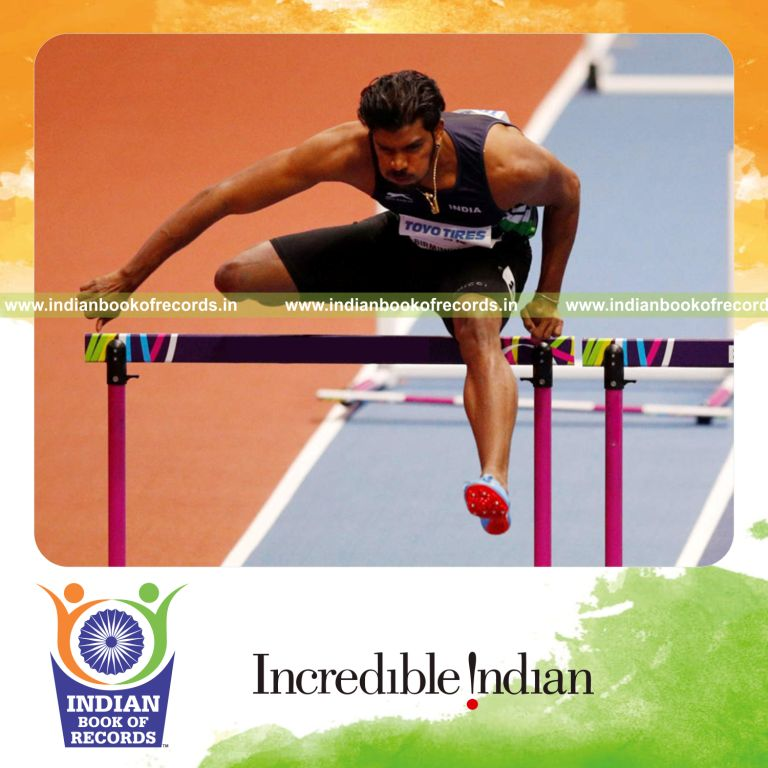 individual male performing fastest 60 metres indoor hurdles for record in Indian Book of Records