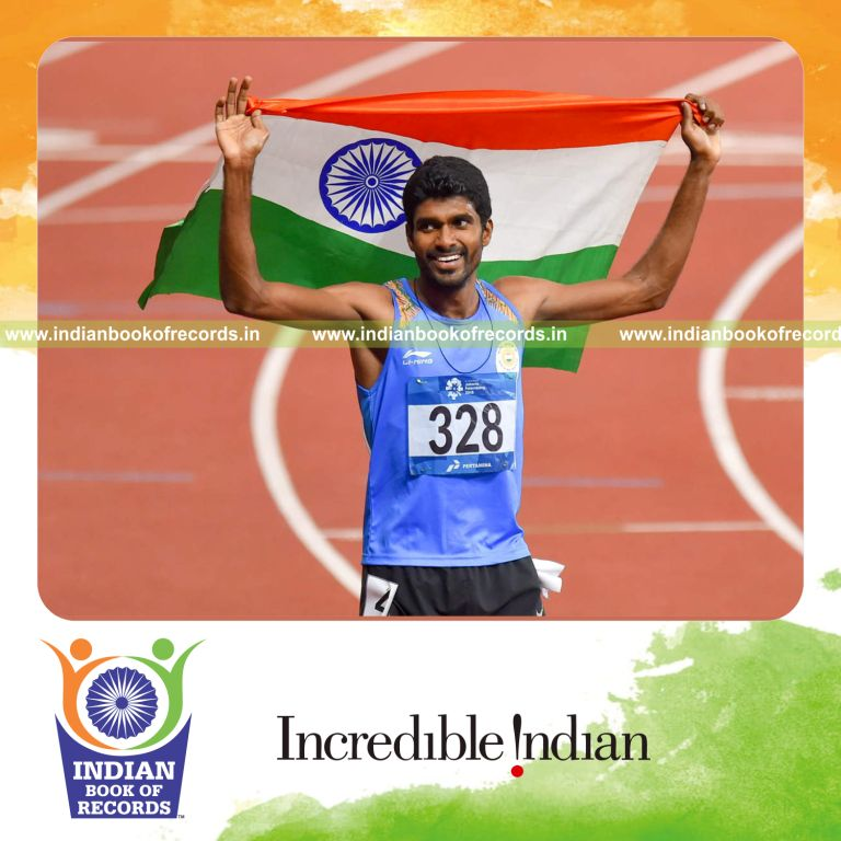 individual male performing fastest 800 metres running for record in Indian Book of Records