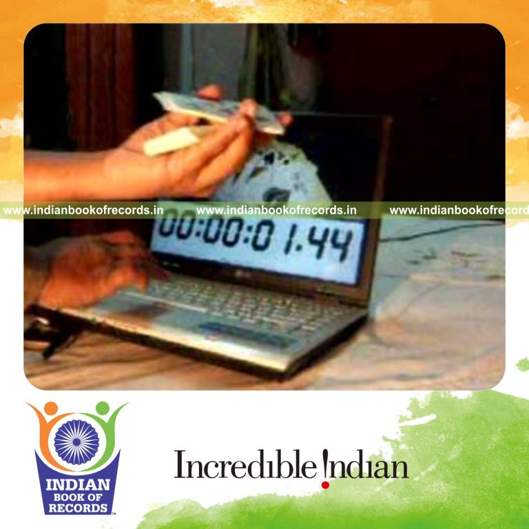 individual performing fastest chen ka card cut for record in Indian Book of Records