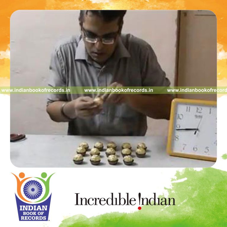individual eating 15 ferrero rocher chocolates fastest for record in Indian Book of Records