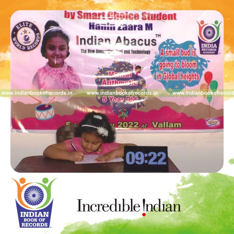 A participant rapidly solving 200 single-digit addition problems in two rows for the Indian Book of Records