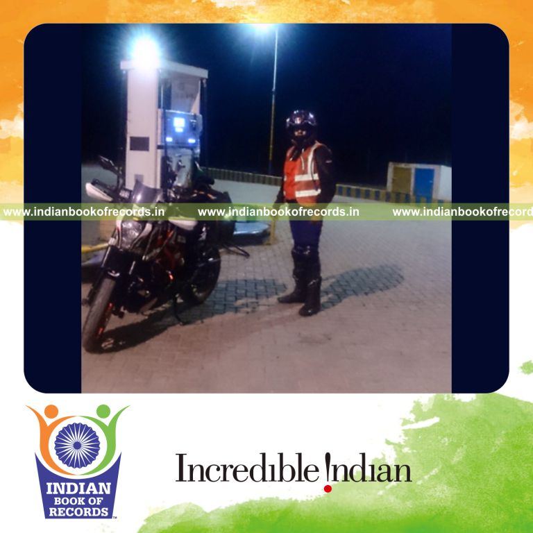 individual achieving fastest motorcycling record for Indian Book of Records