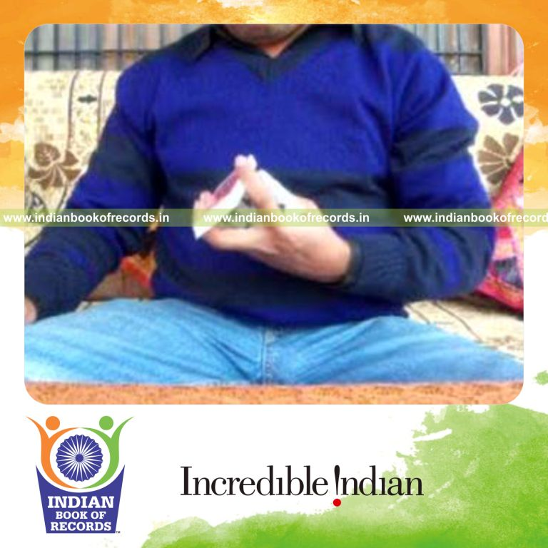 individual performing reverse revolution and sabers flipper cuts quickly for record in Indian Book of Records