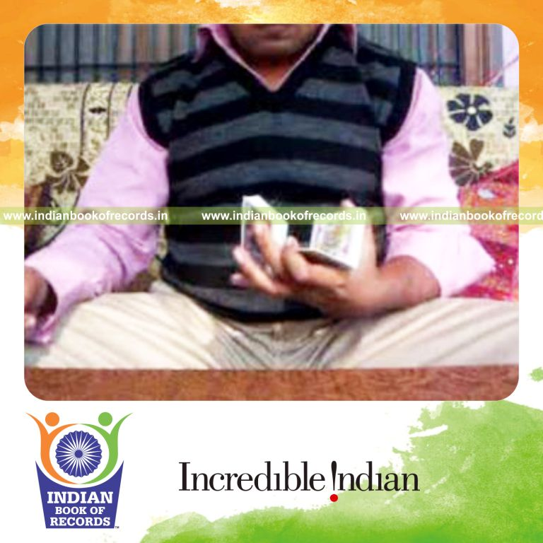 individual performing reverse revolution and three packet thumb cuts quickly for record in Indian Book of Records