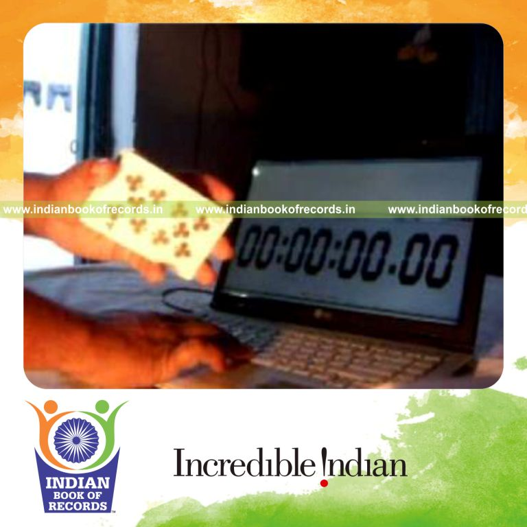 individual performing fastest sabers haya card cut for record in Indian Book of Records