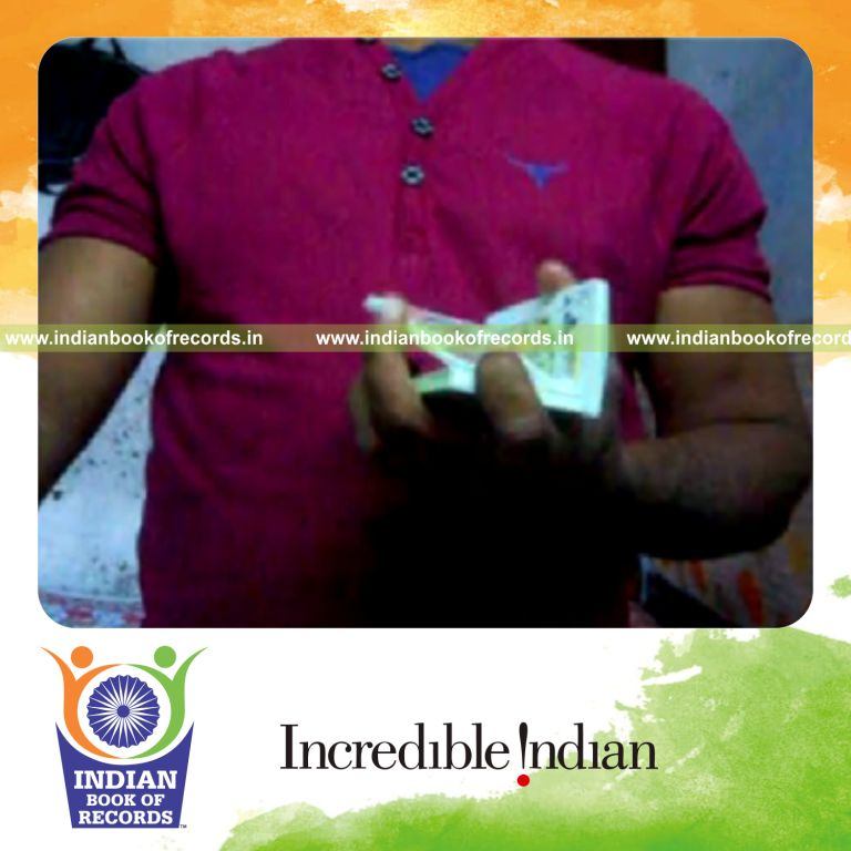 individual performing sabers revolution two and chen ka card cut combination for record in Indian Book of Records
