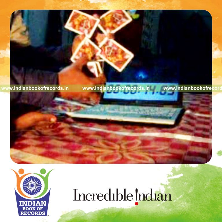 individual performing fastest windmill card display for record in Indian Book of Records