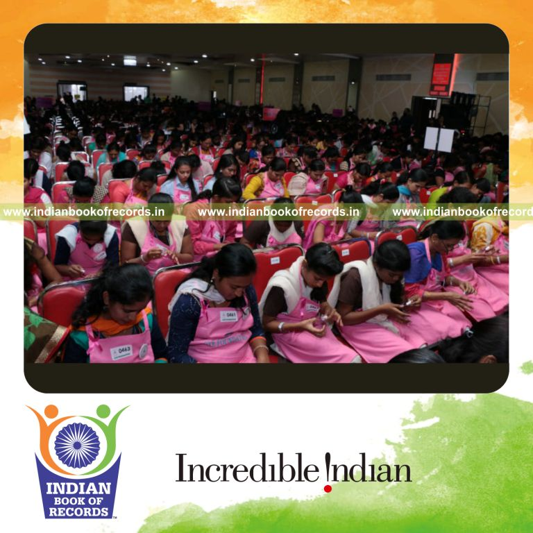 participants painting their fingernails simultaneously during a record event for Indian Book of Records