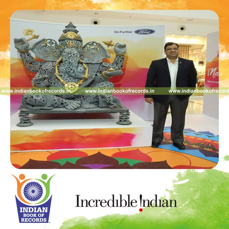 lord ganesha statue made using auto spare parts for Indian Book of Records