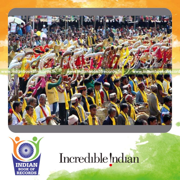 participants performing folk instrument ensemble at single venue for Indian Book of Records
