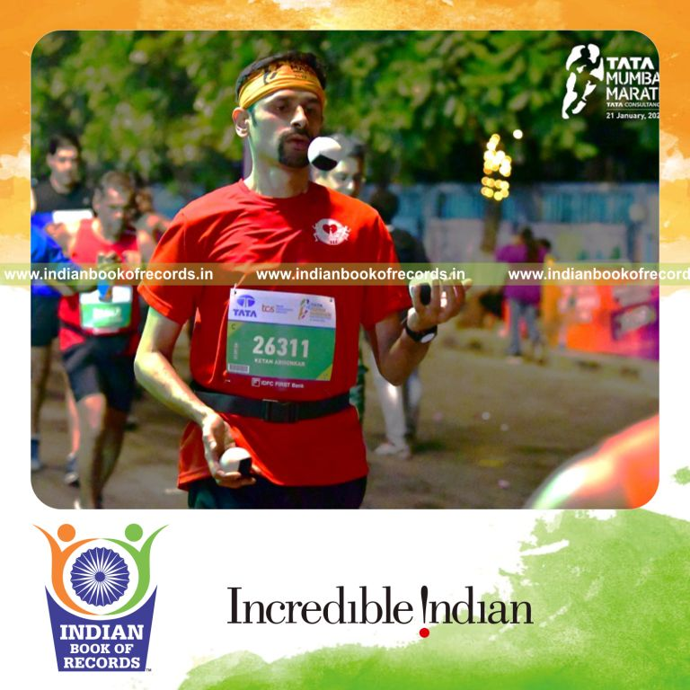 Individual running a half marathon while continuously juggling three balls recognized by Indian Book of Records