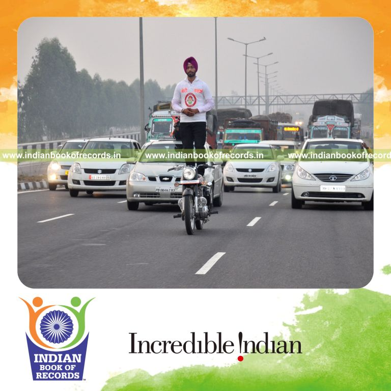 individual performing hand free bike riding for long duration for Indian Book of Records