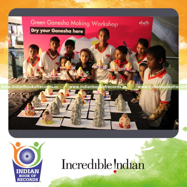 team creating handmade ganesha idols for Indian Book of Records
