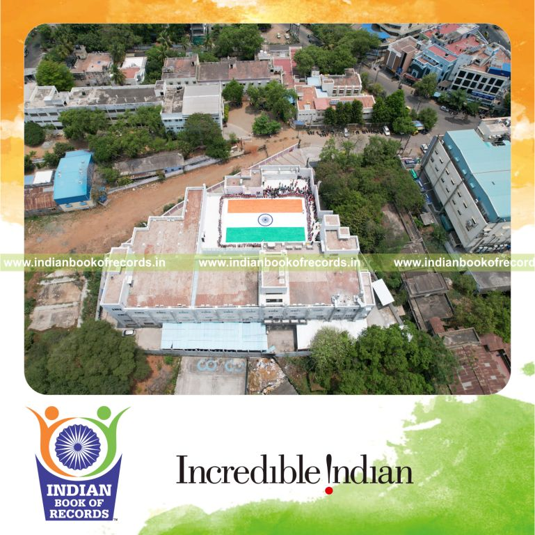 A creative flag display made with origami hearts recognized by the Indian Book of Records