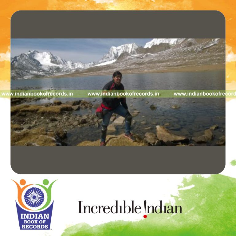female reaching high altitude freshwater lake for Indian Book of Records