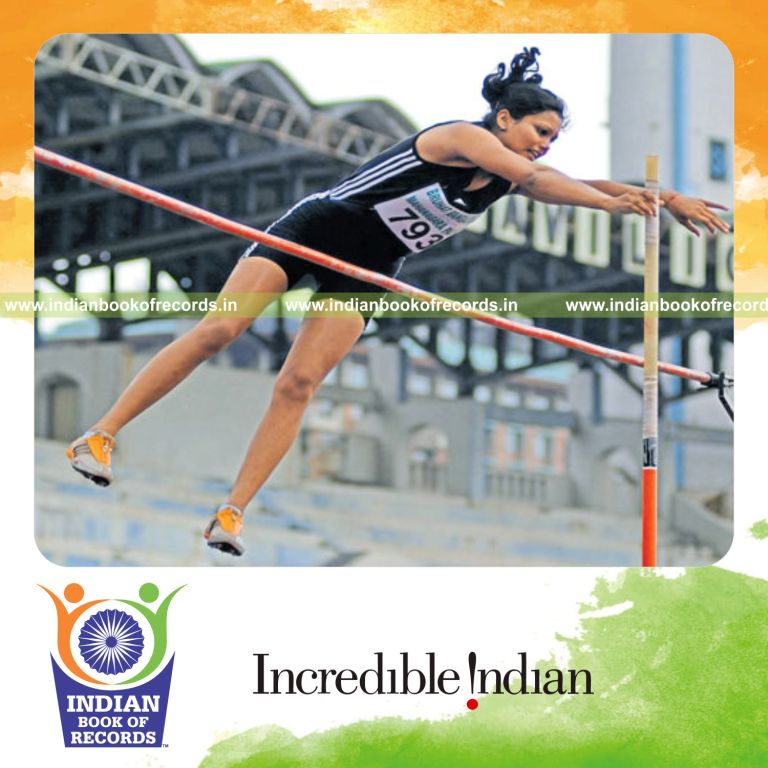 individual female achieving highest indoor pole vault jump for record in Indian Book of Records