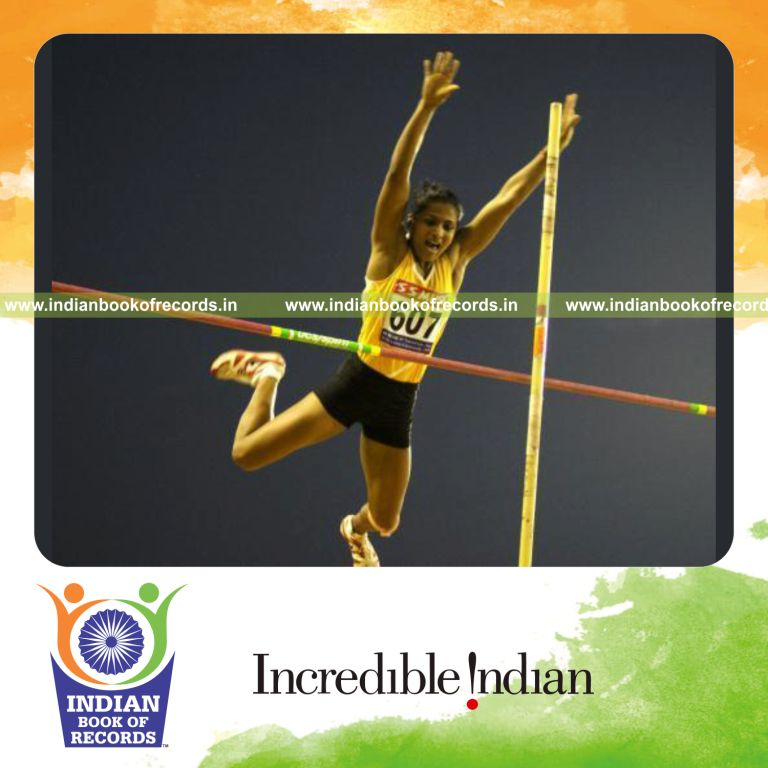 individual female achieving highest pole vaulting jump for record in Indian Book of Records