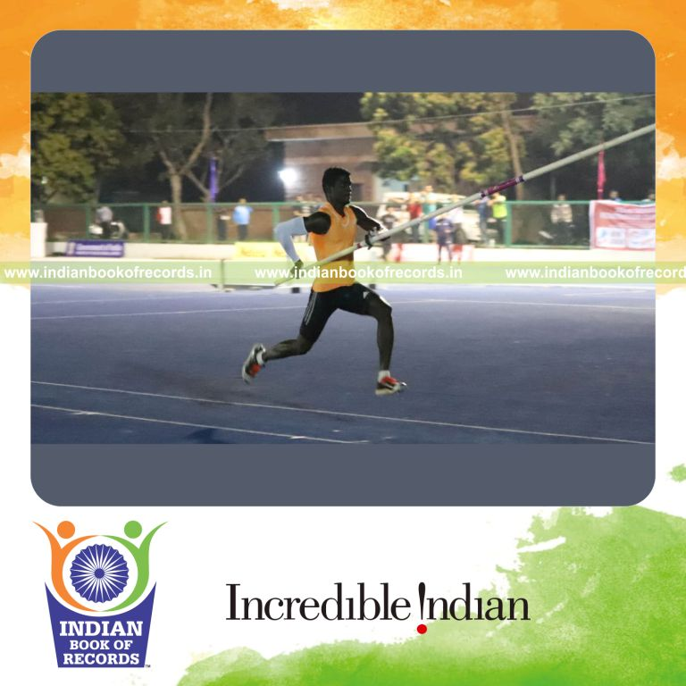 individual male achieving highest pole vaulting jump for record in Indian Book of Records