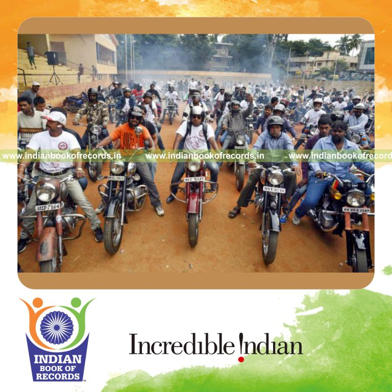 jawa yezdi motorcycles participating in parade simultaneously for Indian Book of Records