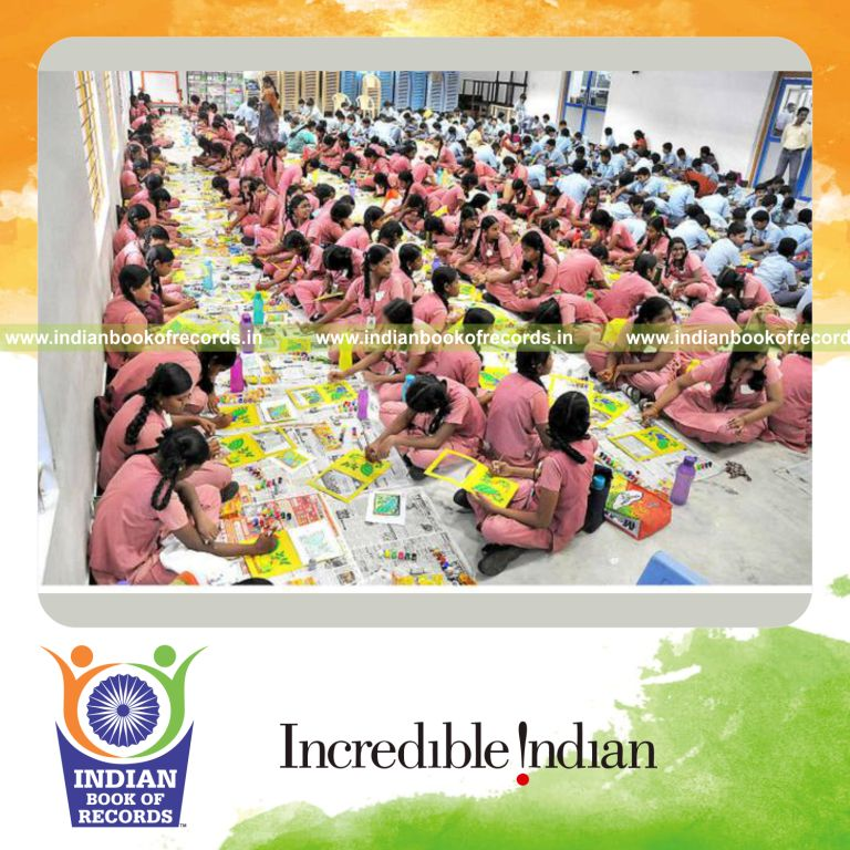 participants creating kalamkari artwork for one hour for Indian Book of Records