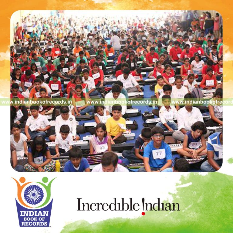 participants performing electronic keyboard ensemble at single venue for Indian Book of Records