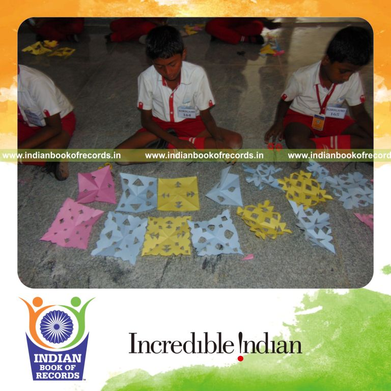participants making kirigami models simultaneously for Indian Book of Records