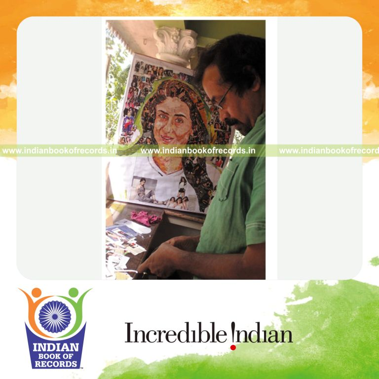 male individual creating autobiographical portrait for record in Indian Book of Records