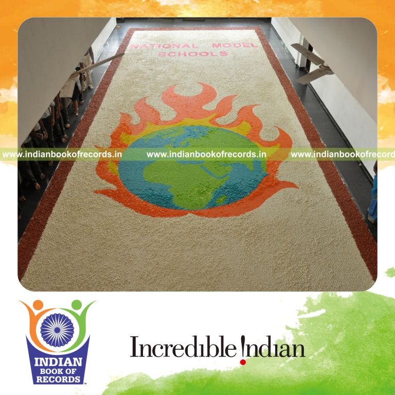 team creating large candy mosaic artwork for record in Indian Book of Records
